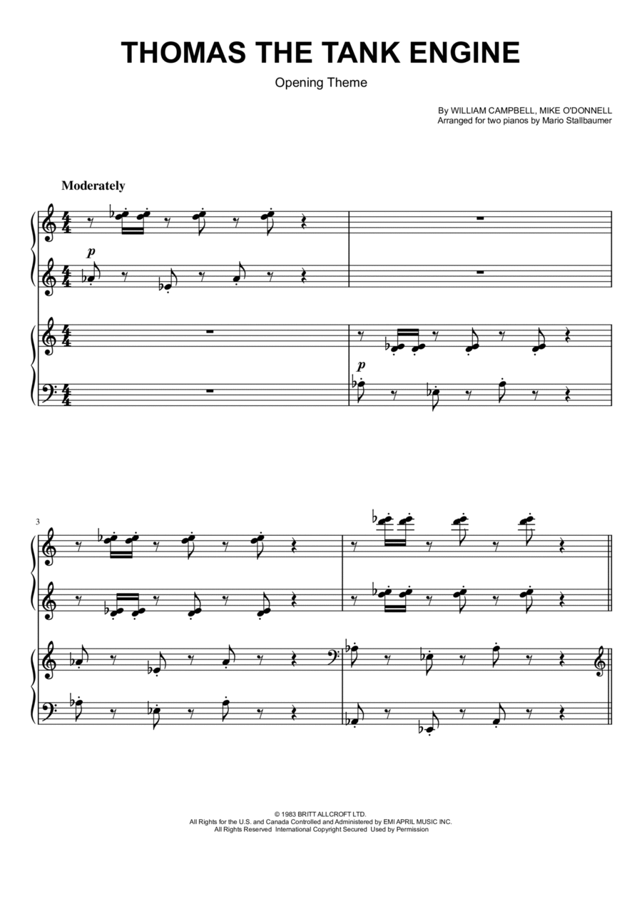 Thomas the tank engine theme best sale piano easy