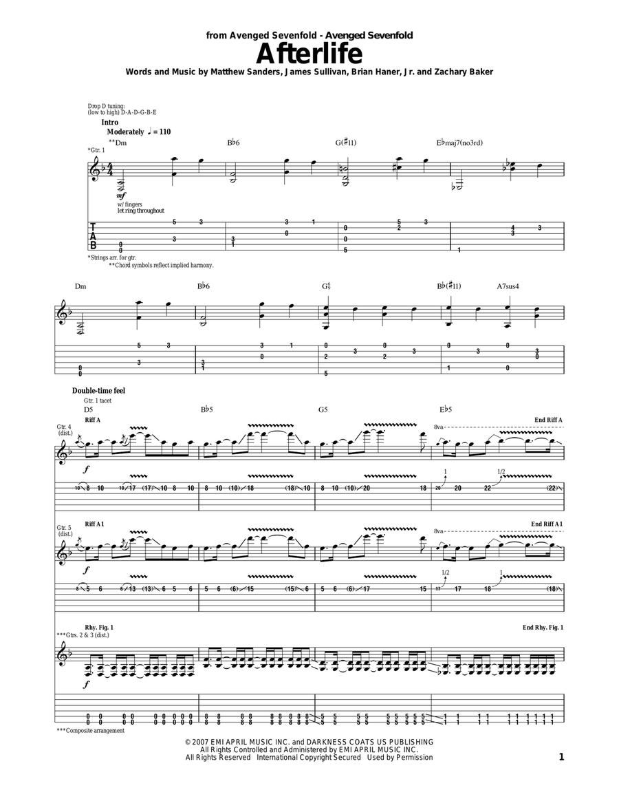 Afterlife by Avenged Sevenfold - Guitar Tab - Guitar Instructor