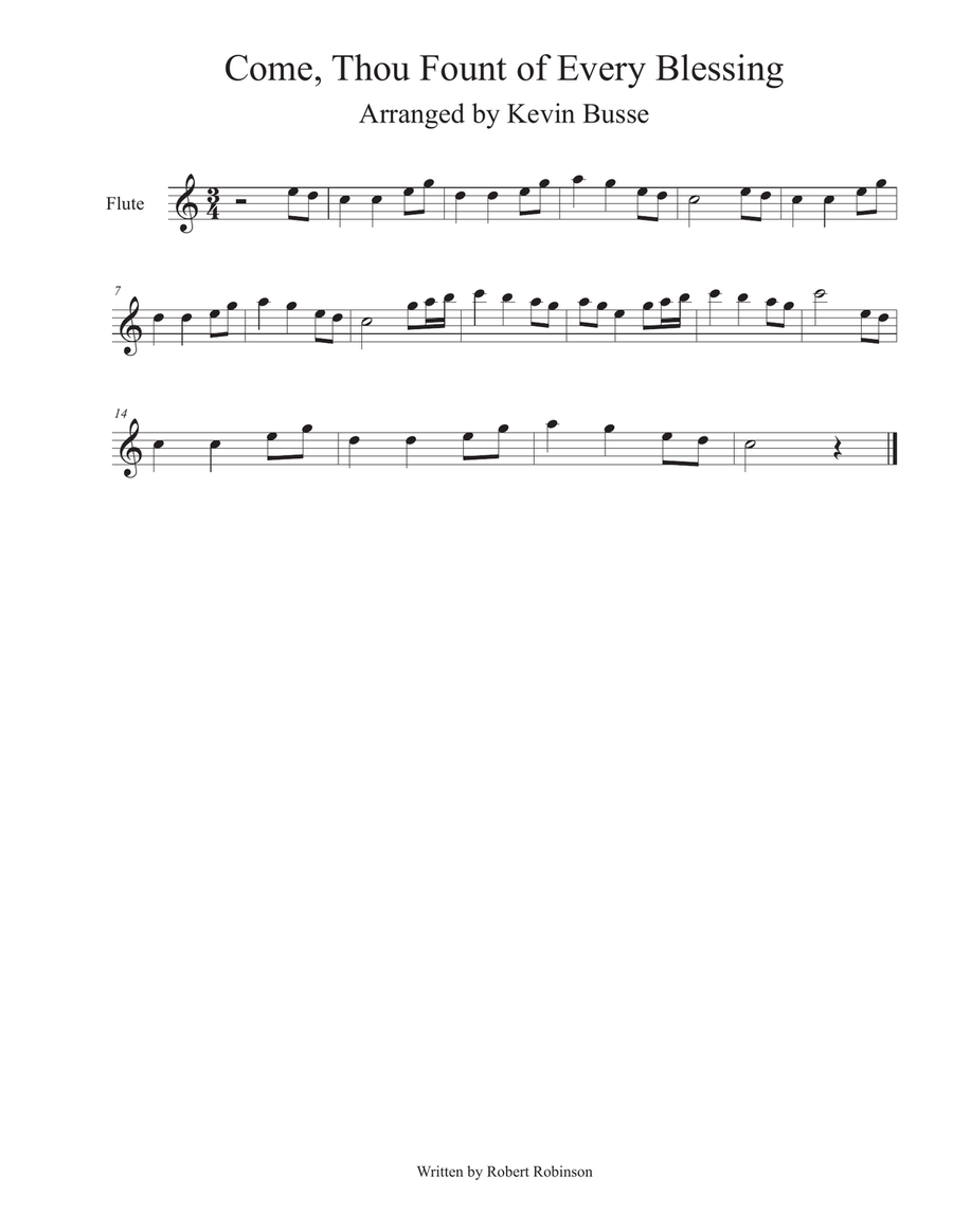 Come Thou Fount Of Every Blessing Flute Flute Solo Digital
