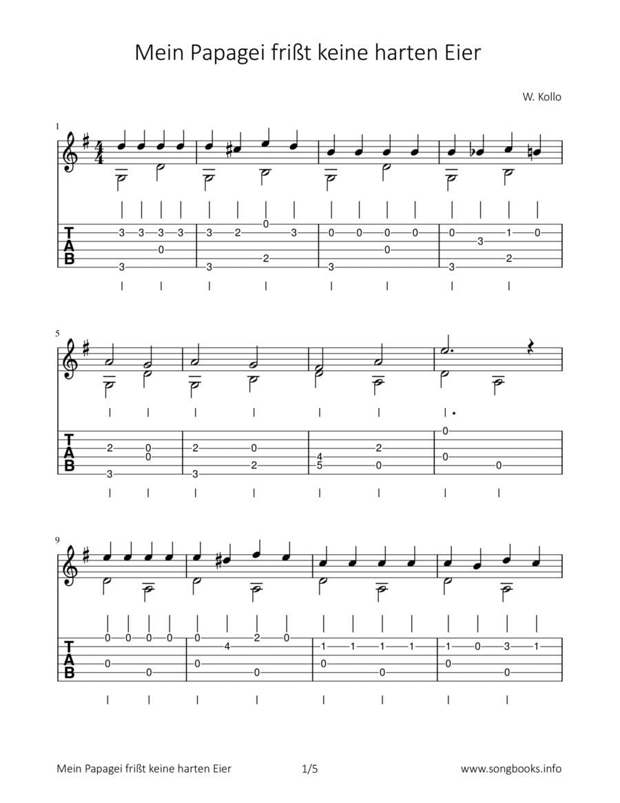 Mein Papagei frißt keine harten Eier Guitar Solo Digital Sheet Music Sheet Music Plus