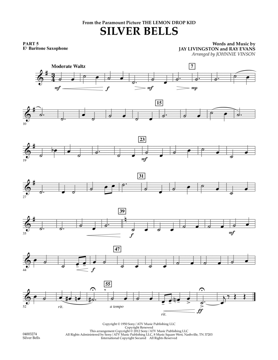 Silver Bells Saxophone Sheet Music and Backing Track