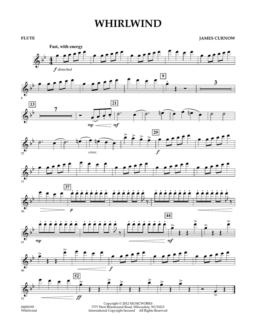 ● 吹奏楽楽譜 James Curnow / Silver Ribbon Cha Whirlwind - Flute by James Curnow - Flute, Concert Band