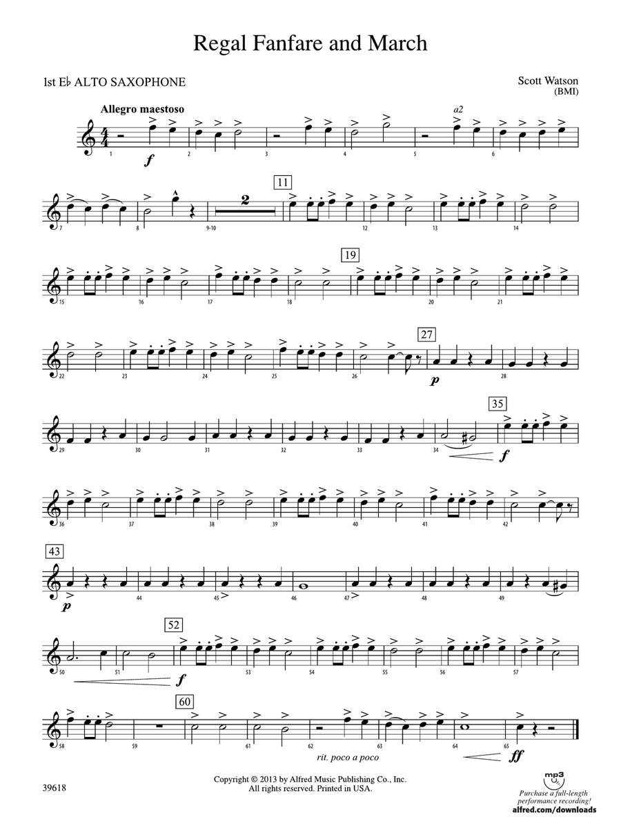 Regal Fanfare and March: E-flat Alto Saxophone by Scott Watson