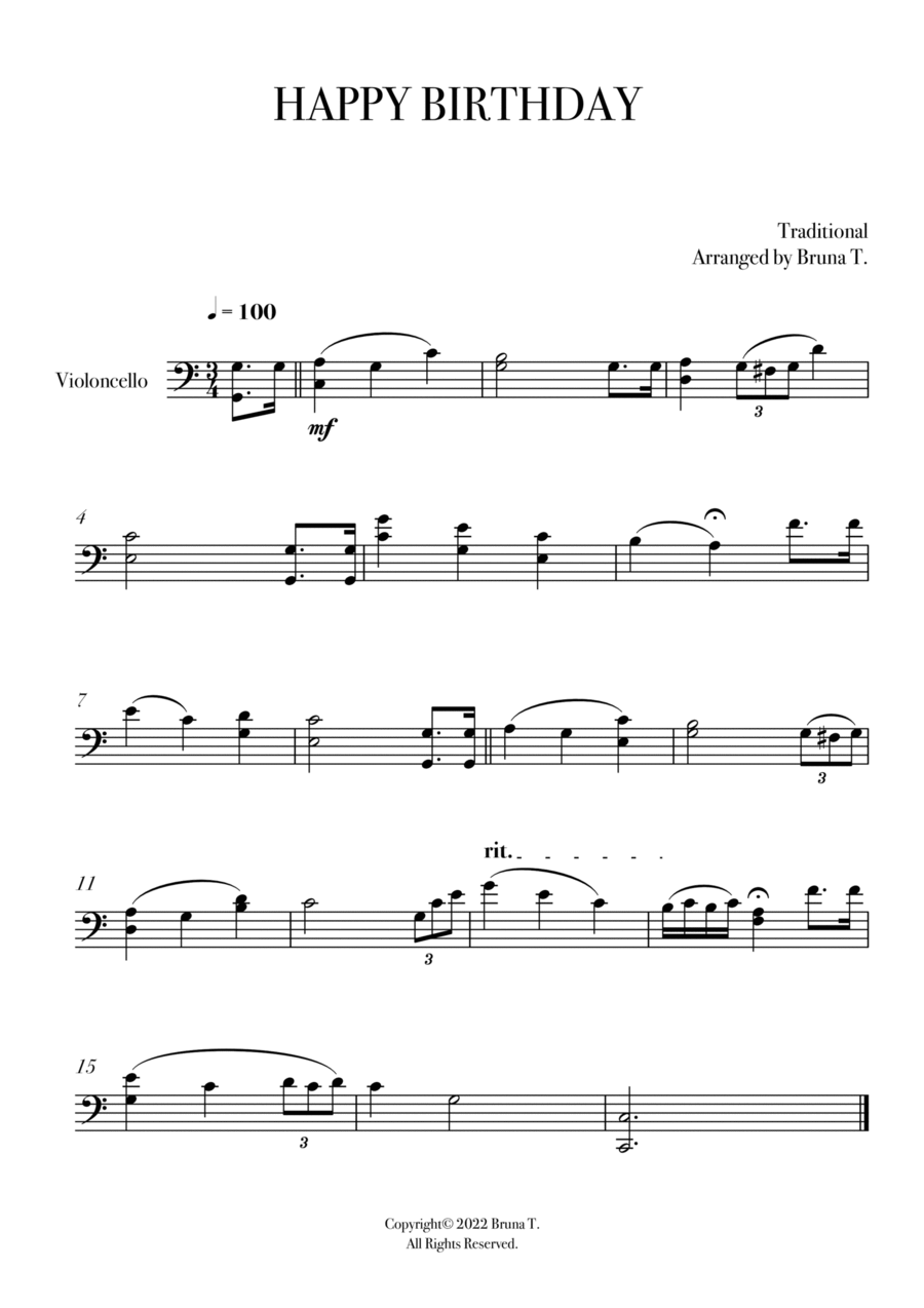 Happy Birthday (Cello) by Traditional Cello Solo Digital Sheet Music Sheet Music Plus