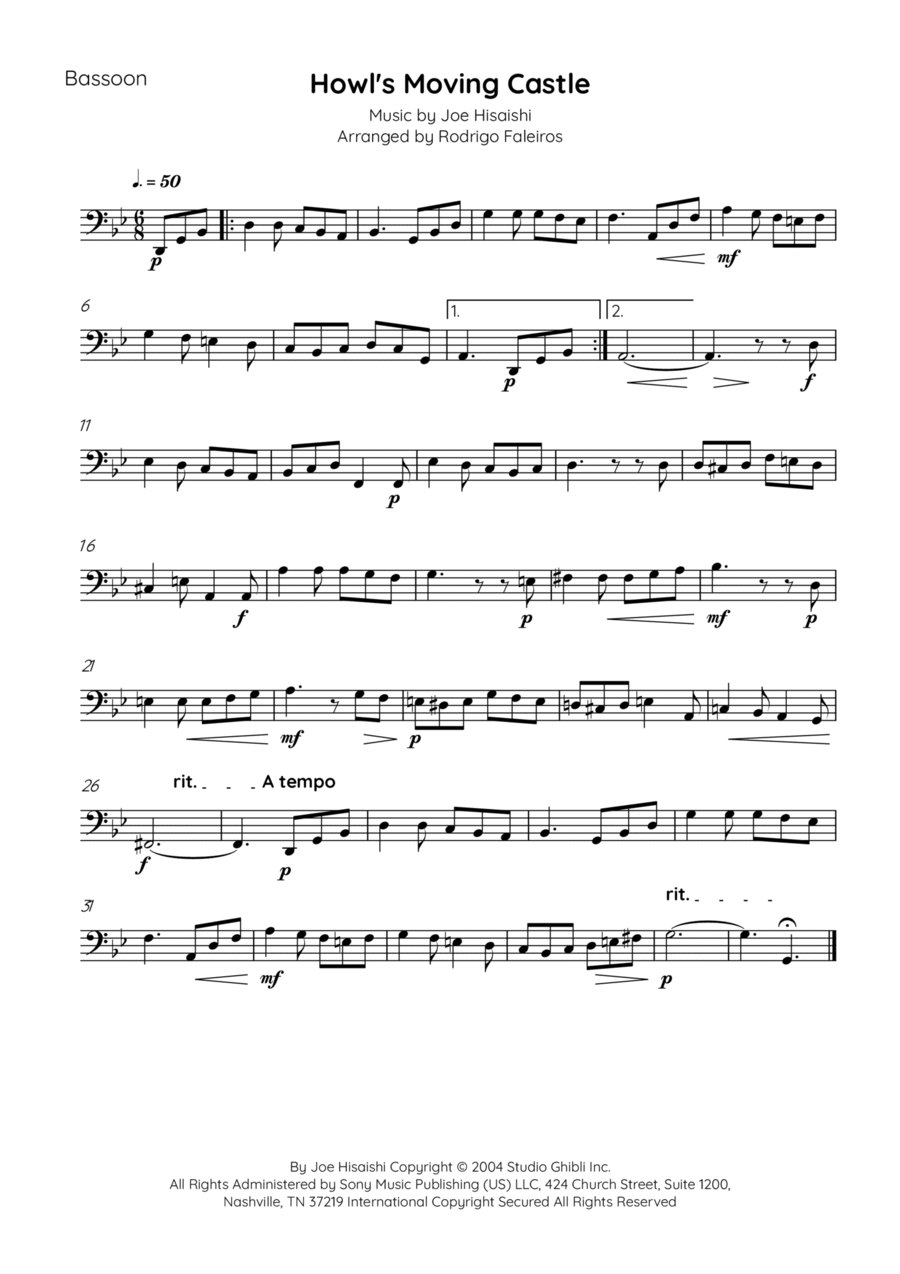 Howl's moving castle accordion sheet music deals