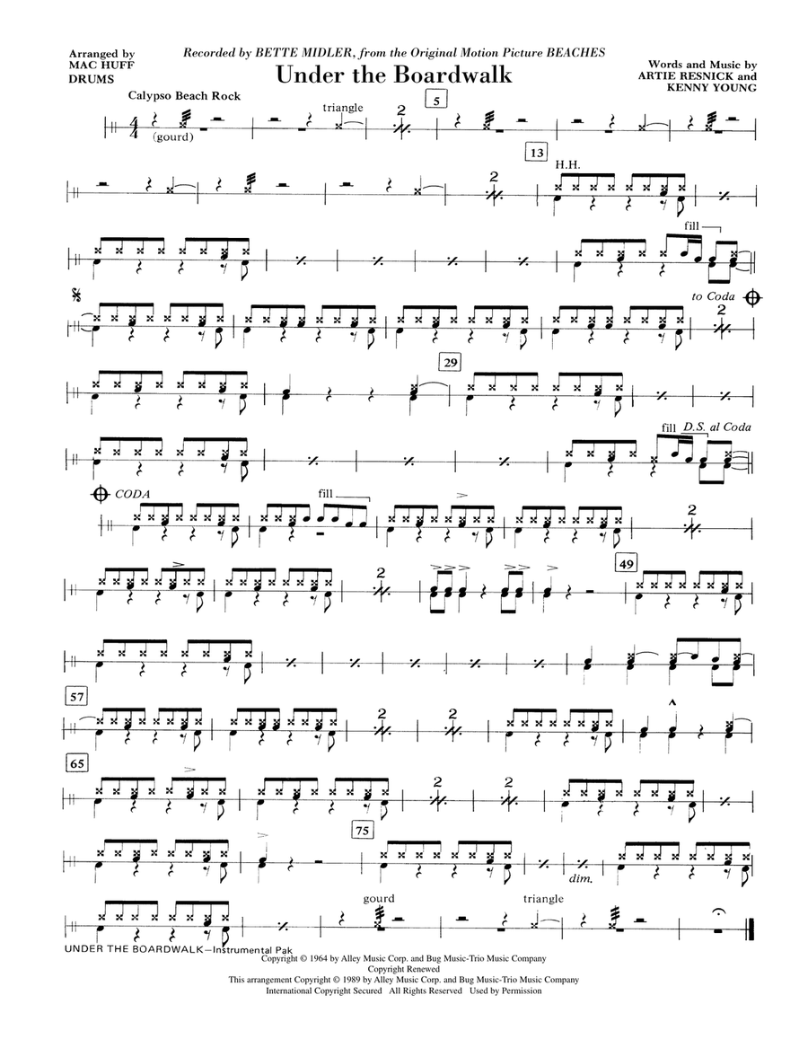Under The Boardwalk Drums by The Drifters Choir Digital Sheet Music Sheet Music Plus