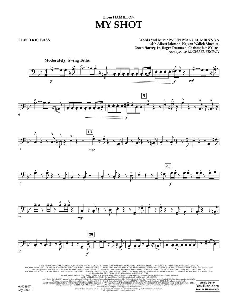 Electric bass sheet music sales