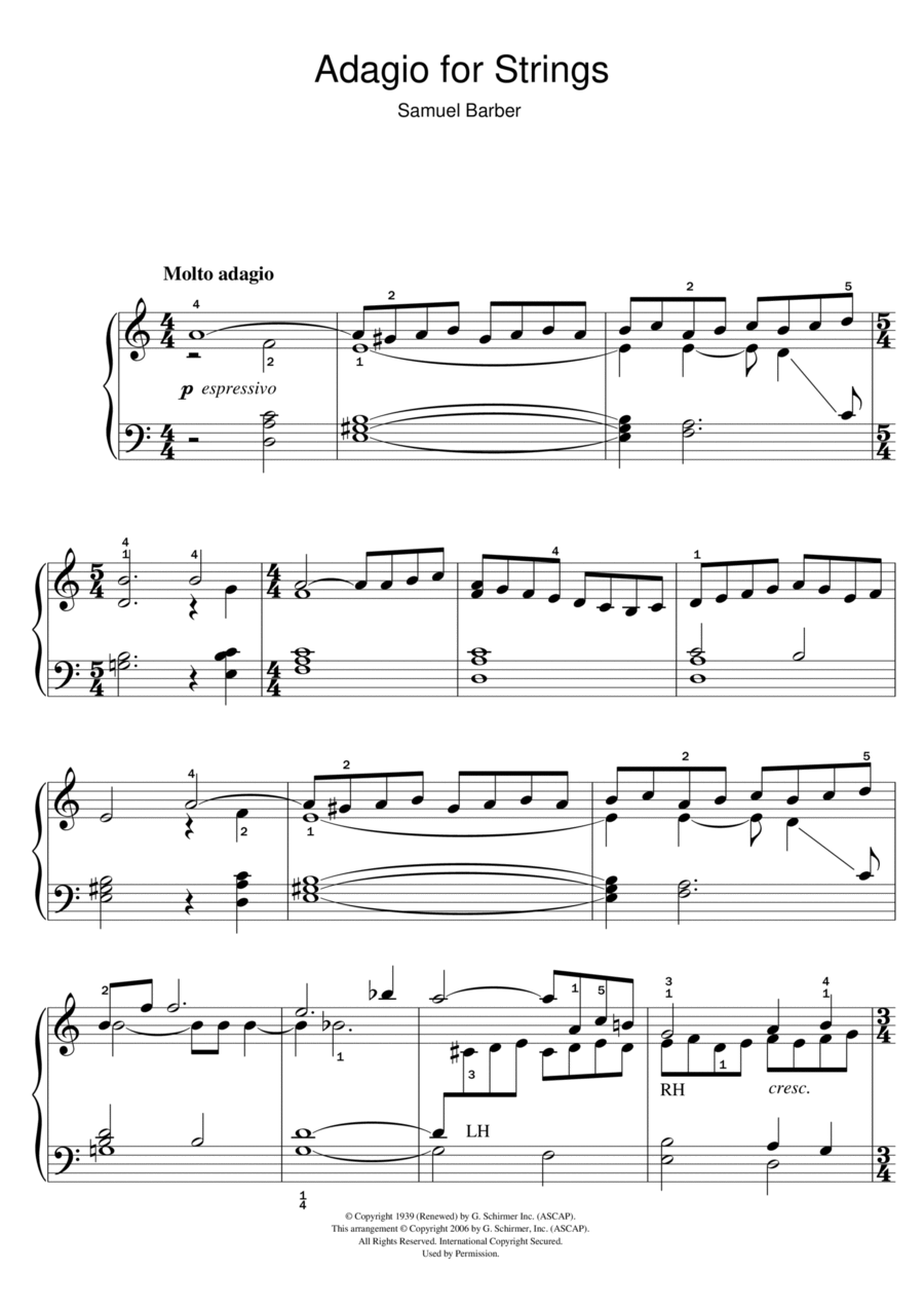 弦楽の為のアダージョ／Adagio for Strings (arr. Custer/Gr. 4
