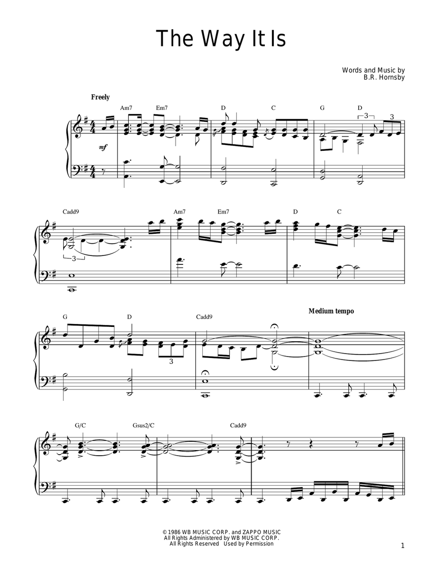 The Way It Is by Bruce Hornsby Voice Digital Sheet Music Sheet Music Plus