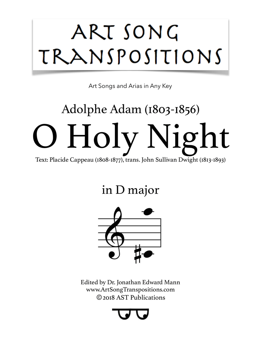 Oh Holy Night (D major - with chords) EASY (arr. Duda Oriontte) Sheet Music, Adolphe Adam