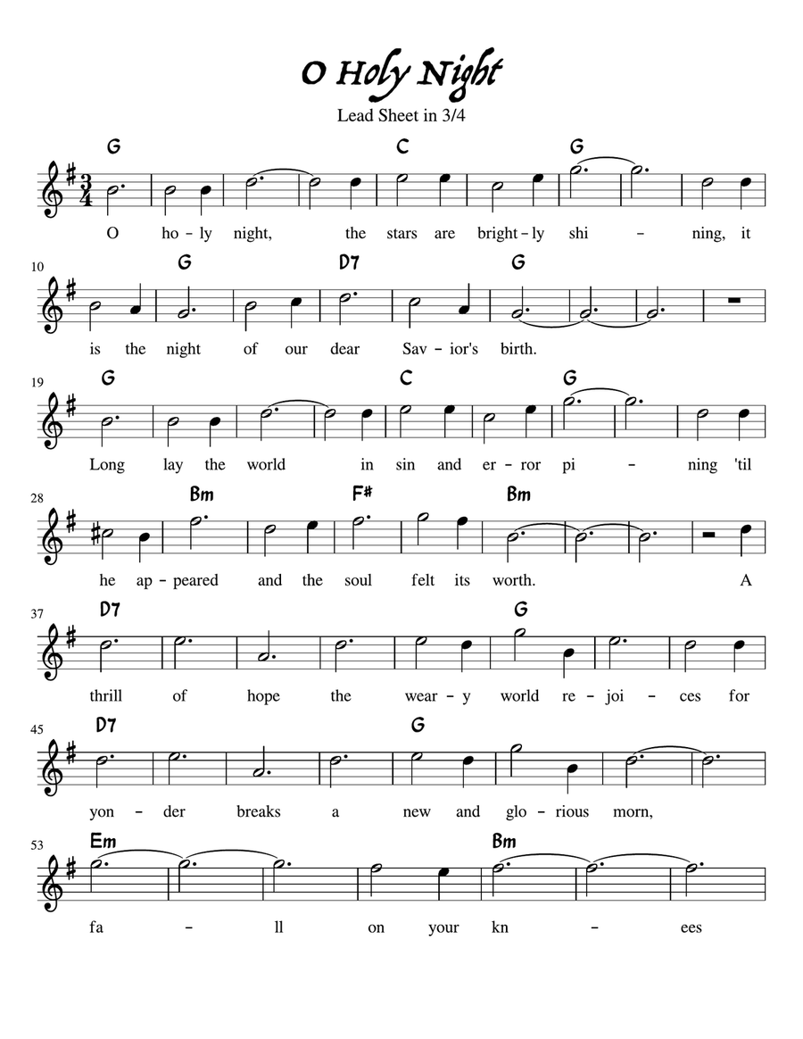 Oh, Holy Night in G Major Sheet music for Piano (Solo)