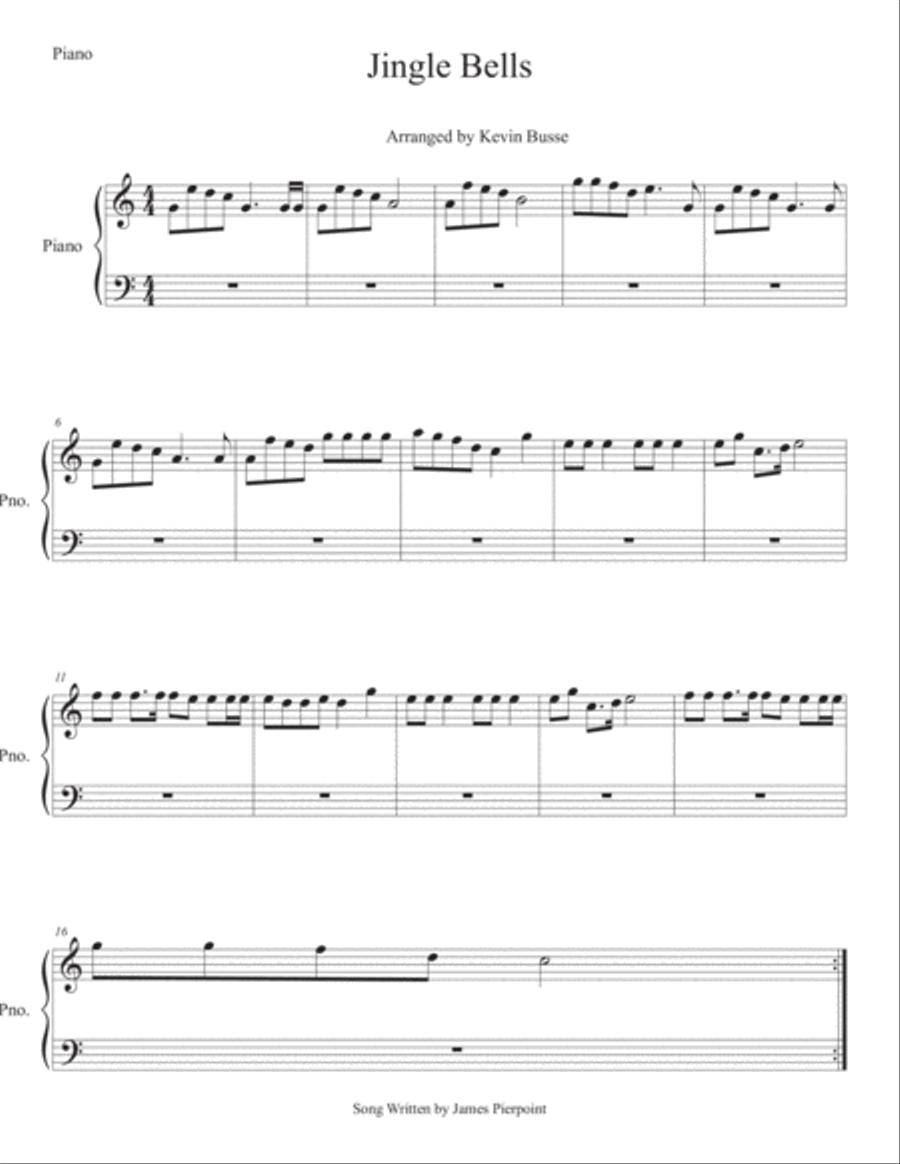 Jingle Bells  Easy piano sheet music - Galaxy Music Notes