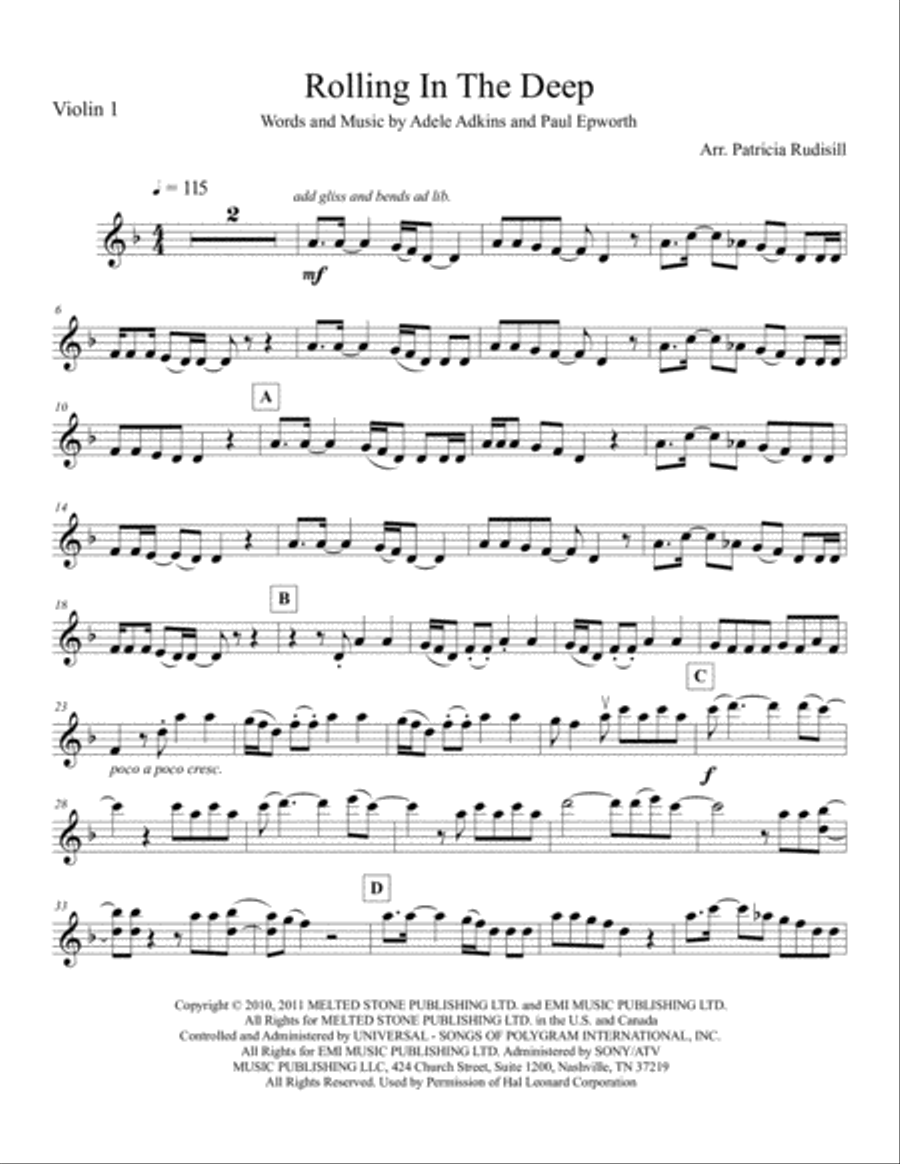 Rolling In The Deep sheet music (real book with lyrics) (PDF)