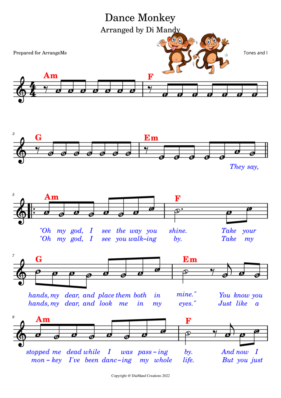 Dance Monkey - Easy Piano - Digital Sheet Music | Sheet Music Plus