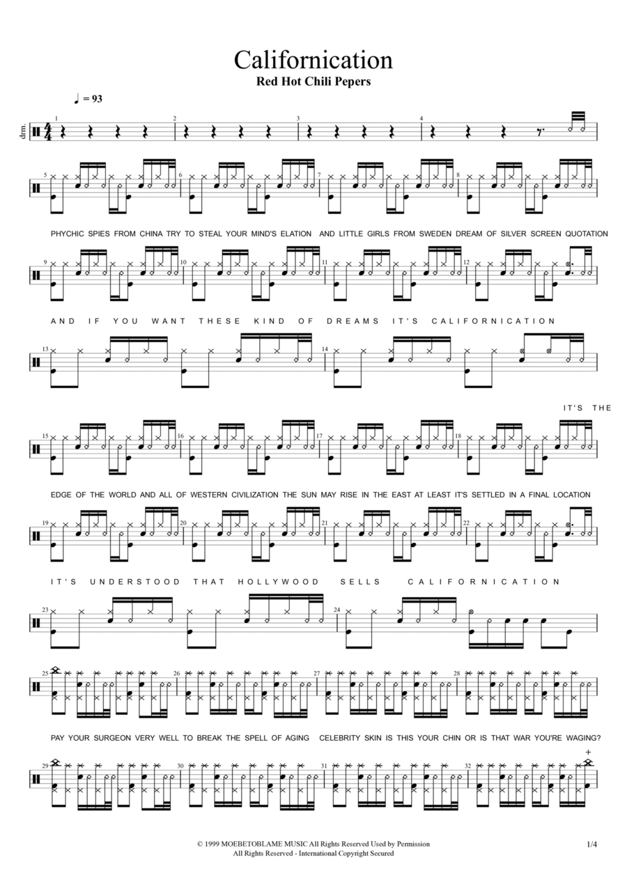 Heaven – John Frusciante (Drums) Sheet music for Drum group (Solo)