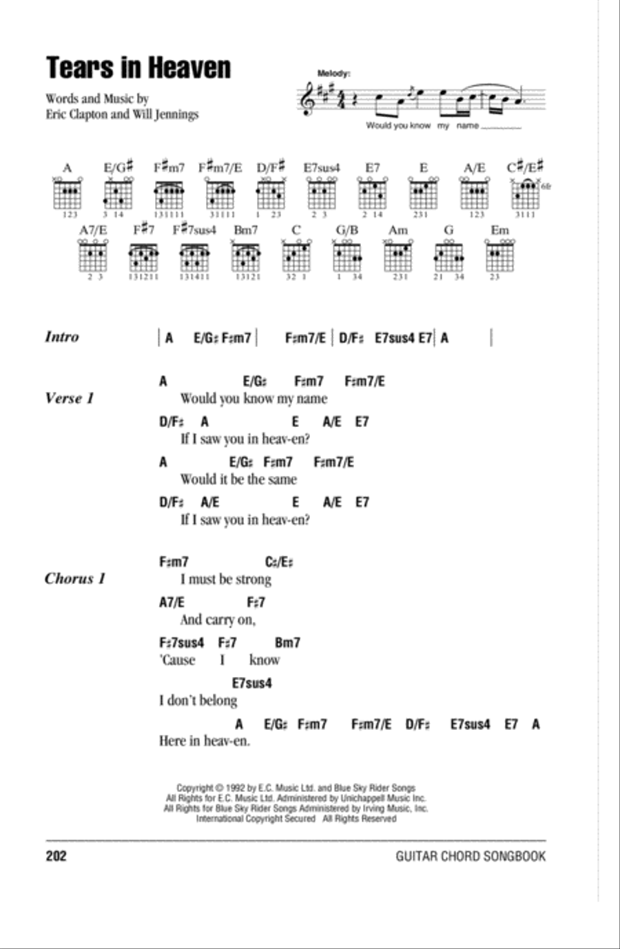 Song lyrics with guitar chords for Tears In Heaven - Eric Clapton  Guitar  acoustic songs, Guitar chords and lyrics, Easy guitar songs