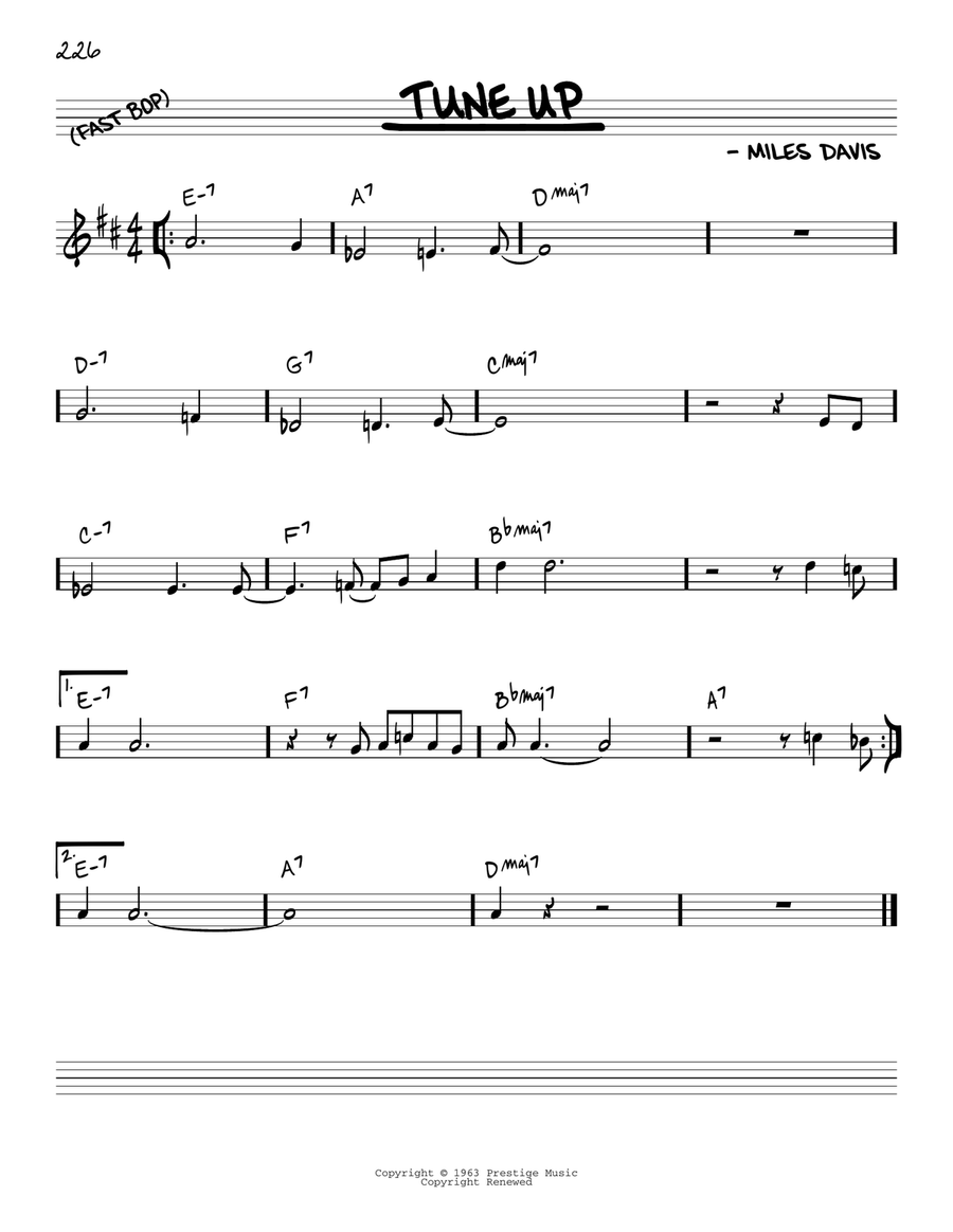 Tune Up by Miles Davis Piano Digital Sheet Music Sheet Music Plus