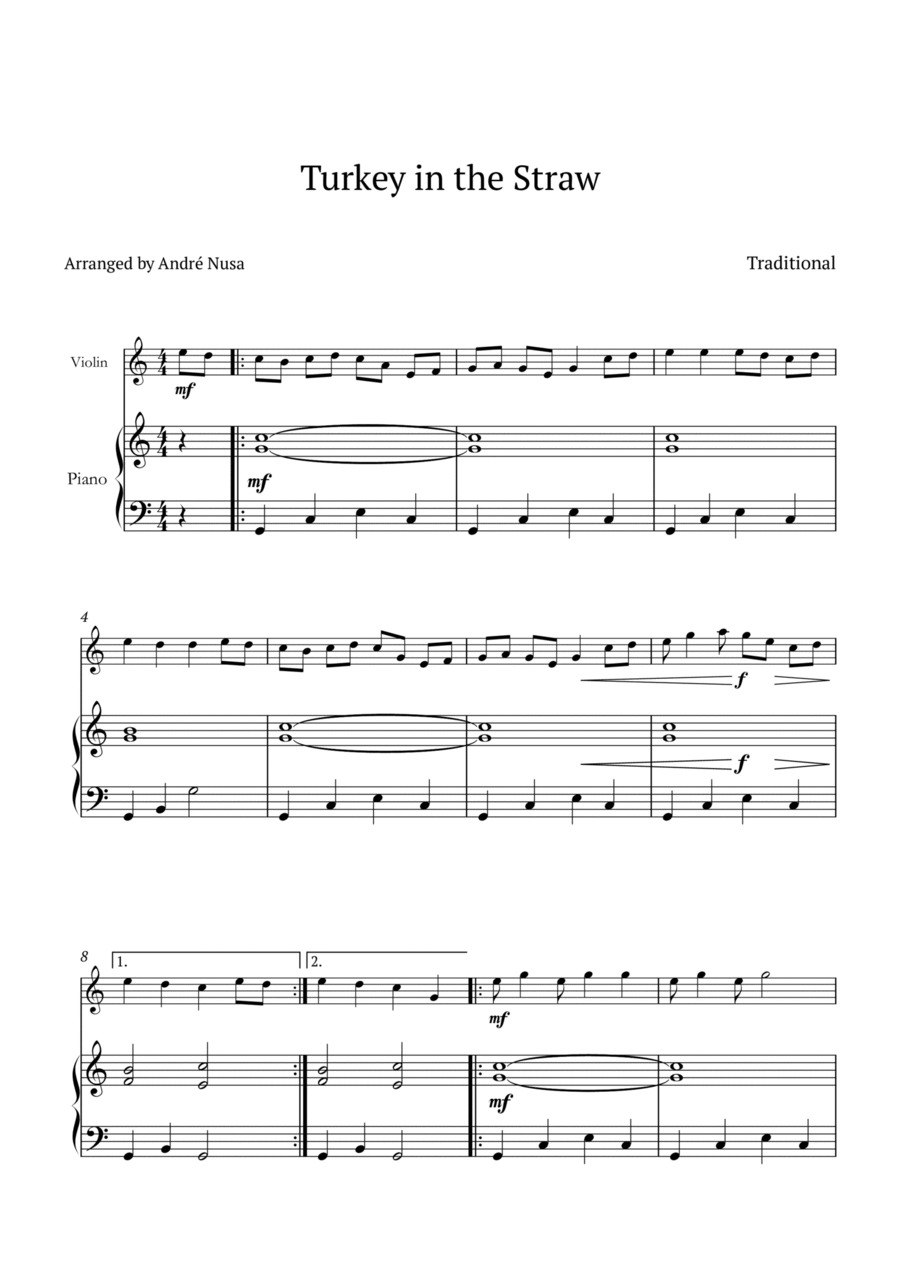 Turkey in the Straw by Traditional Violin Solo Digital Sheet Music Sheet Music Plus