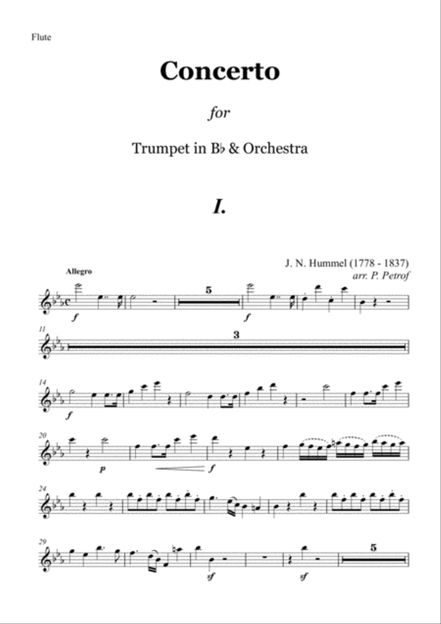 Hummel - Concerto for Trumpet (Bb) and Orchestra in Eb - parts | Sheet ...