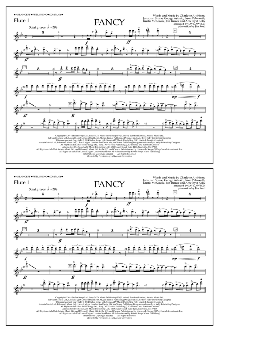 Fancy - Flute 1 by Jay Dawson - Marching Band - Digital Sheet Music ...