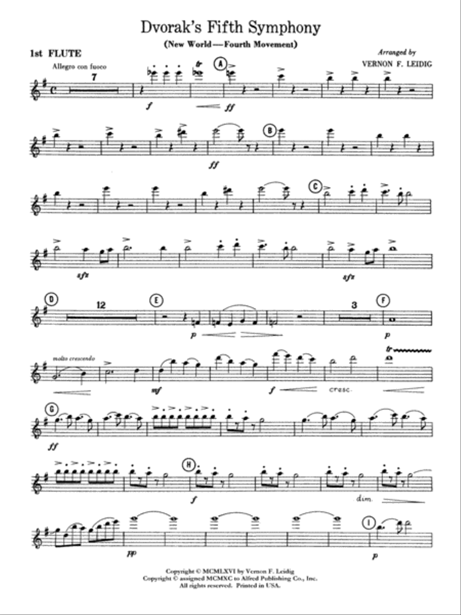 Dvorak s 5th Symphony New World 4th Movement Flute by Vernon Leidig Full Orchestra Digital Sheet Music Sheet Music Plus