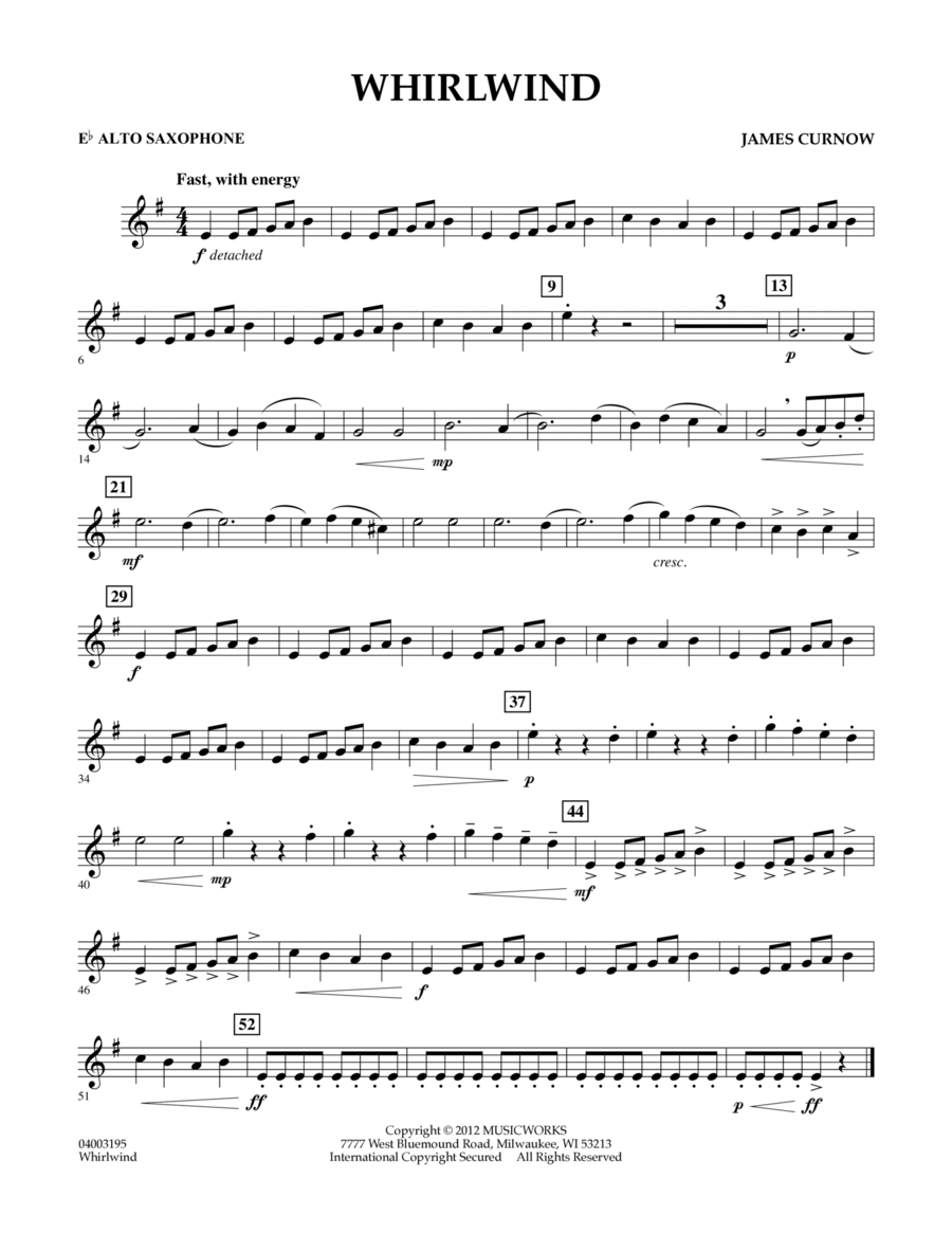 Whirlwind - Eb Alto Saxophone by James Curnow - Concert Band