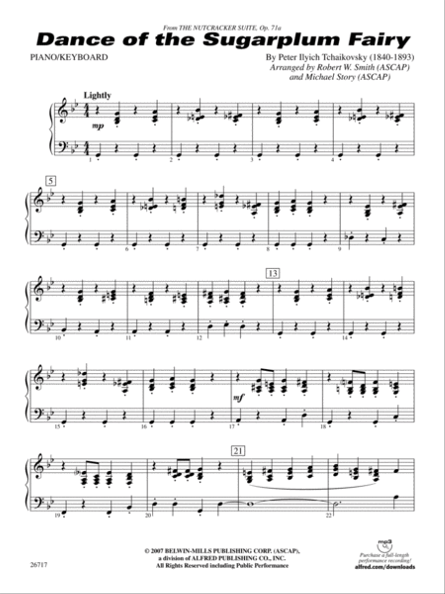 Dance of the Sugar Plum Fairy Piano Accompaniment by Peter Ilyich
