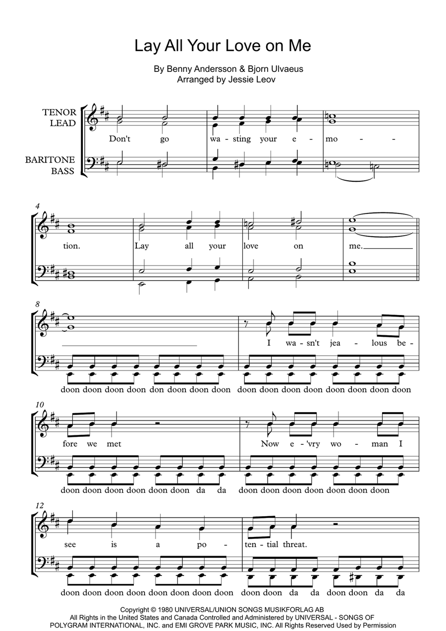 Super Partituras - Lay All Your Love On Me v.3 (Abba), com cifra