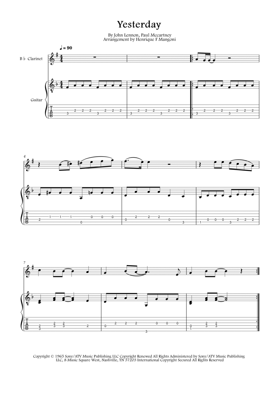 Yesterday by The Beatles BFlat Digital Sheet Music