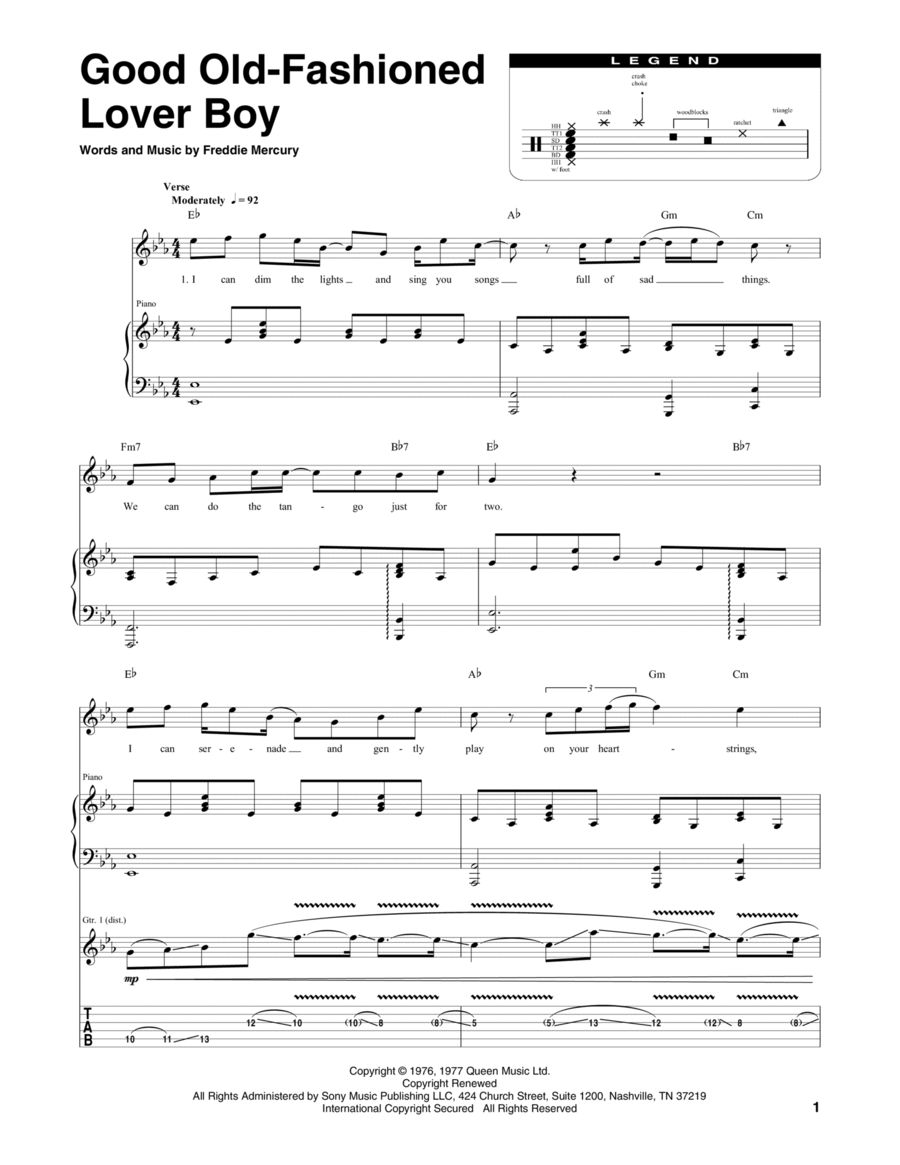 Good OldFashioned Lover Boy by Queen Bass Voice Digital Sheet Music Sheet Music Plus