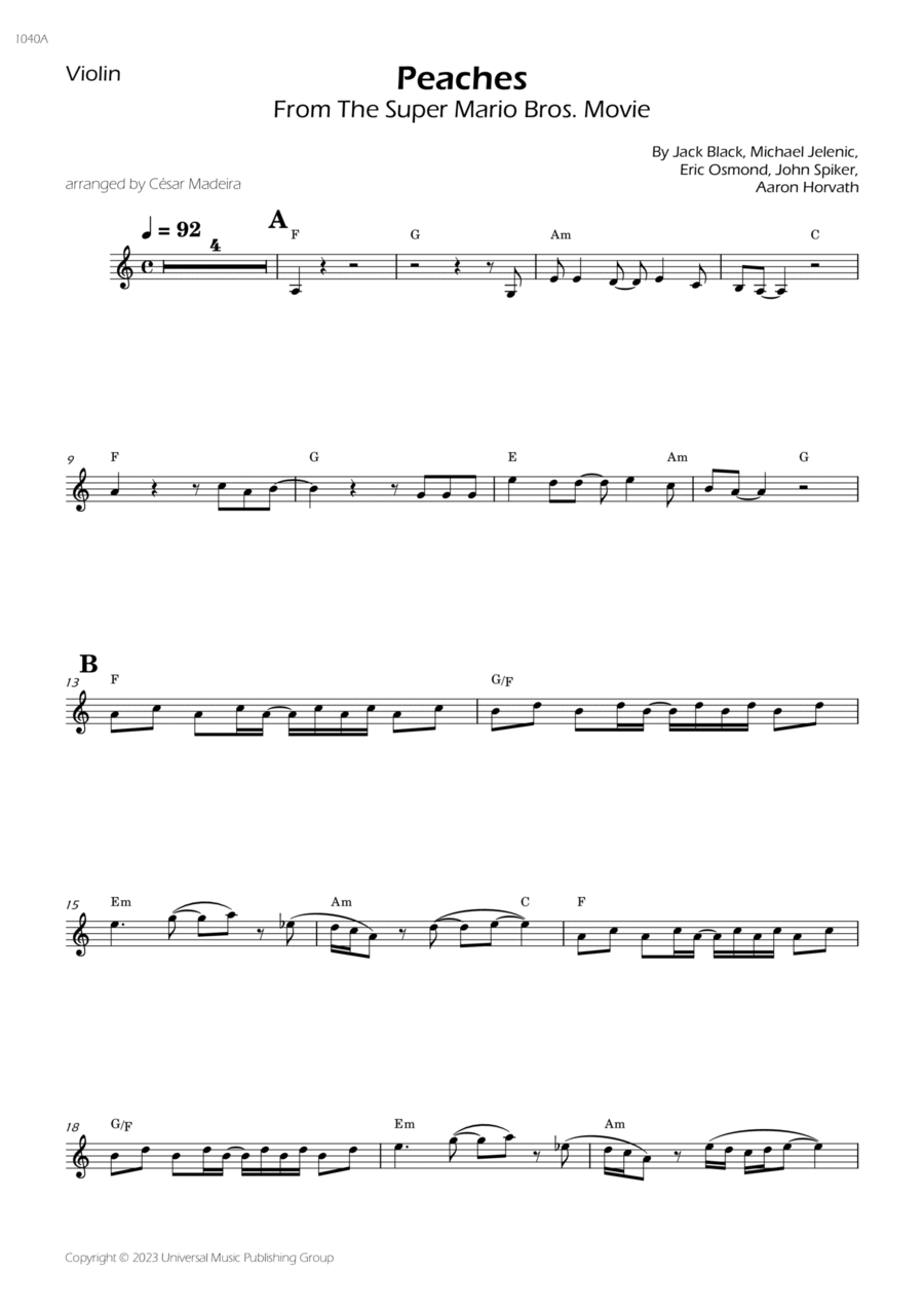 Peaches Super Mario Sheet Music to download and print
