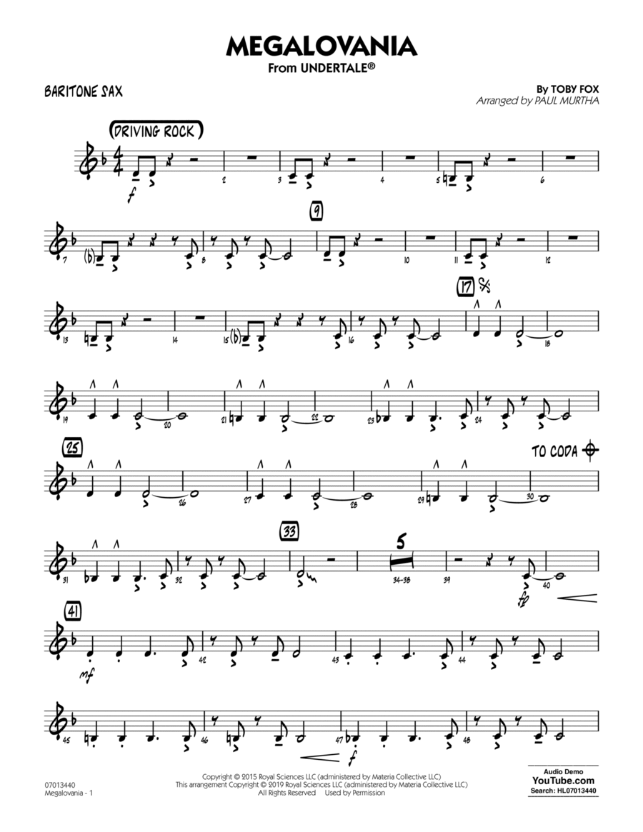 Megalovania sheet shop music alto sax