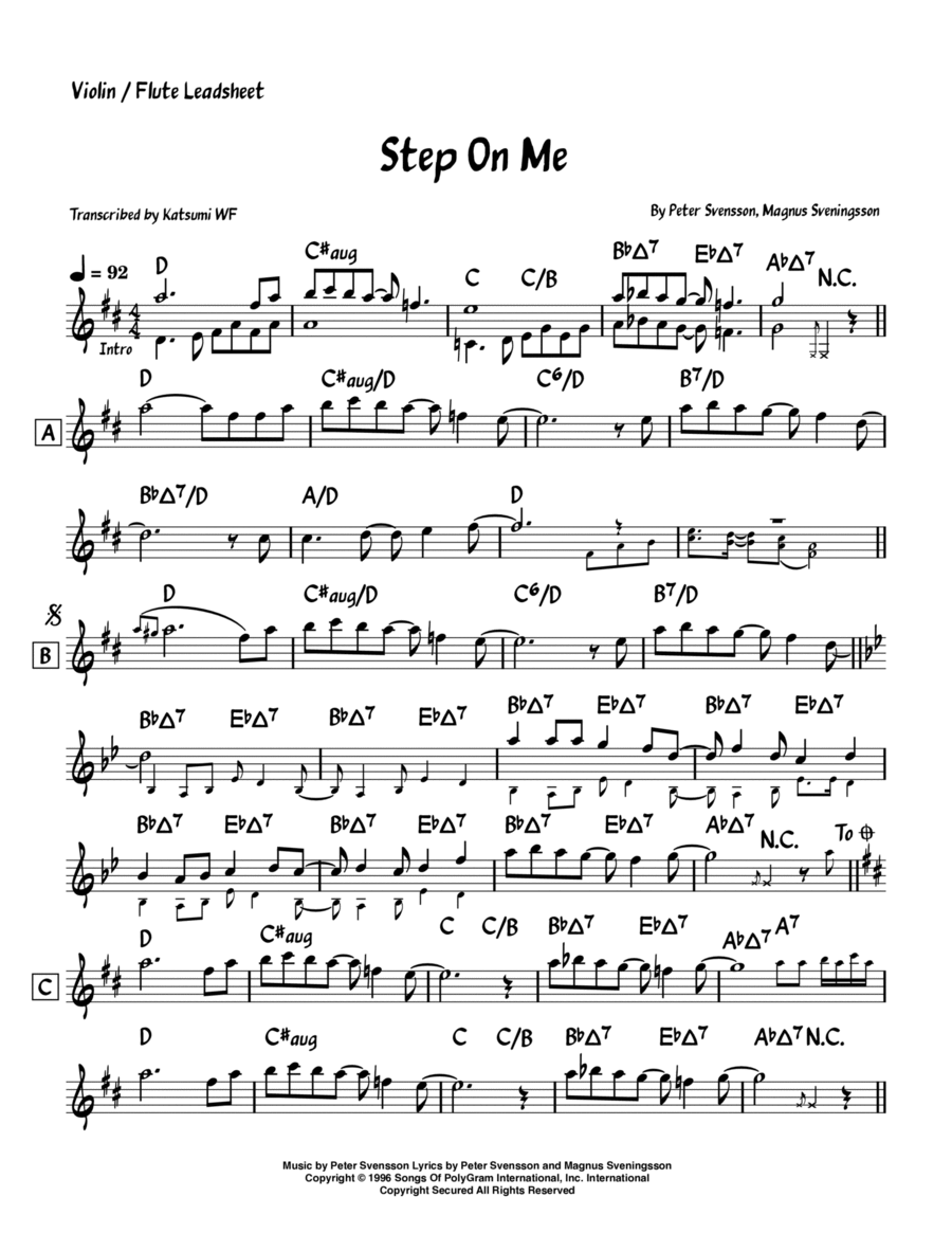 The Cardigans Step On Me Guitar Tab Lesson / Chords & Tabs Cover 