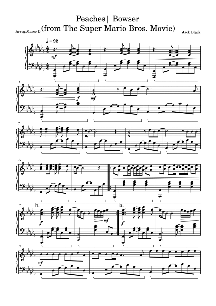 Peaches - Easy Piano - Digital Sheet Music