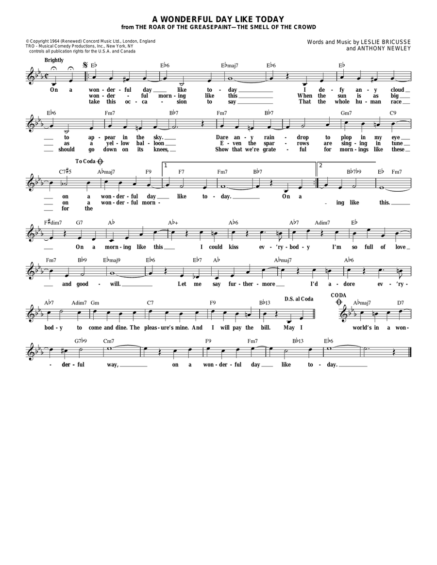 A Wonderful Day Like Today - Guitar - Digital Sheet Music | Sheet Music