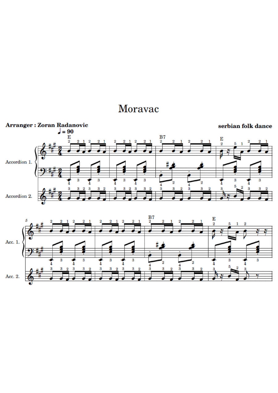 Moravac kolo - A major - for accordion duet - Accordion