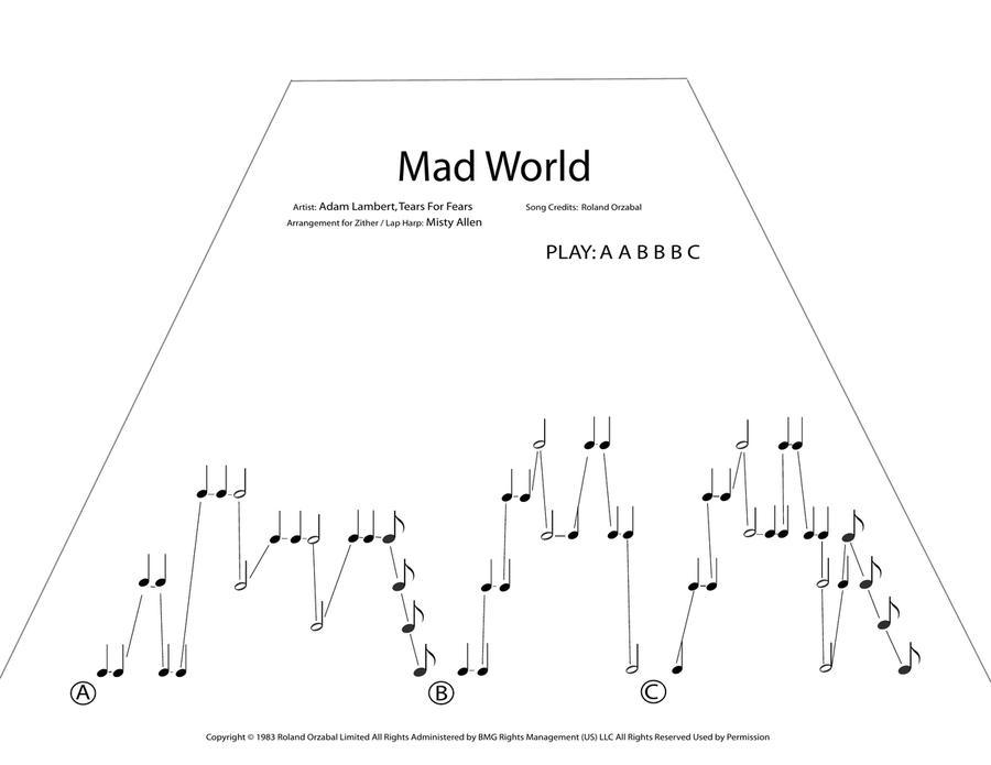 Mad World sheet music for violin solo (PDF-interactive)