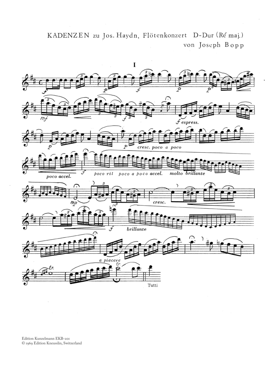 Cadenzas to Haydn's Flute Concerto in D major - Flute