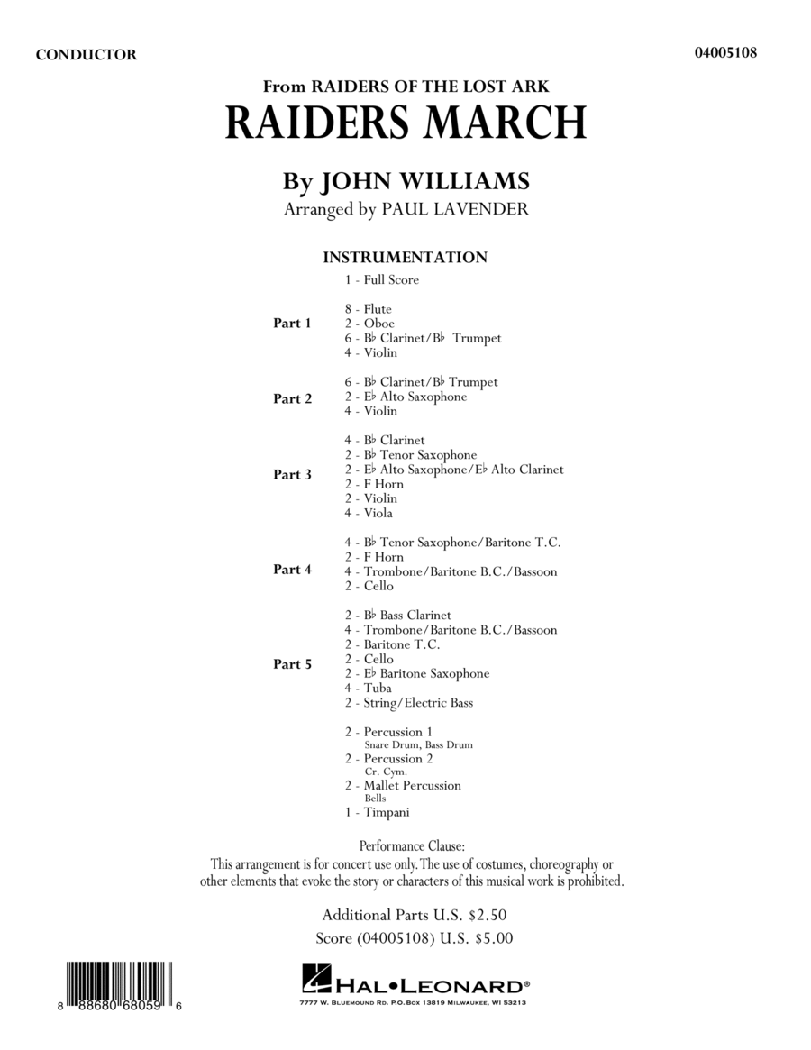 Raiders March - Conductor Score (Full Score) by John
