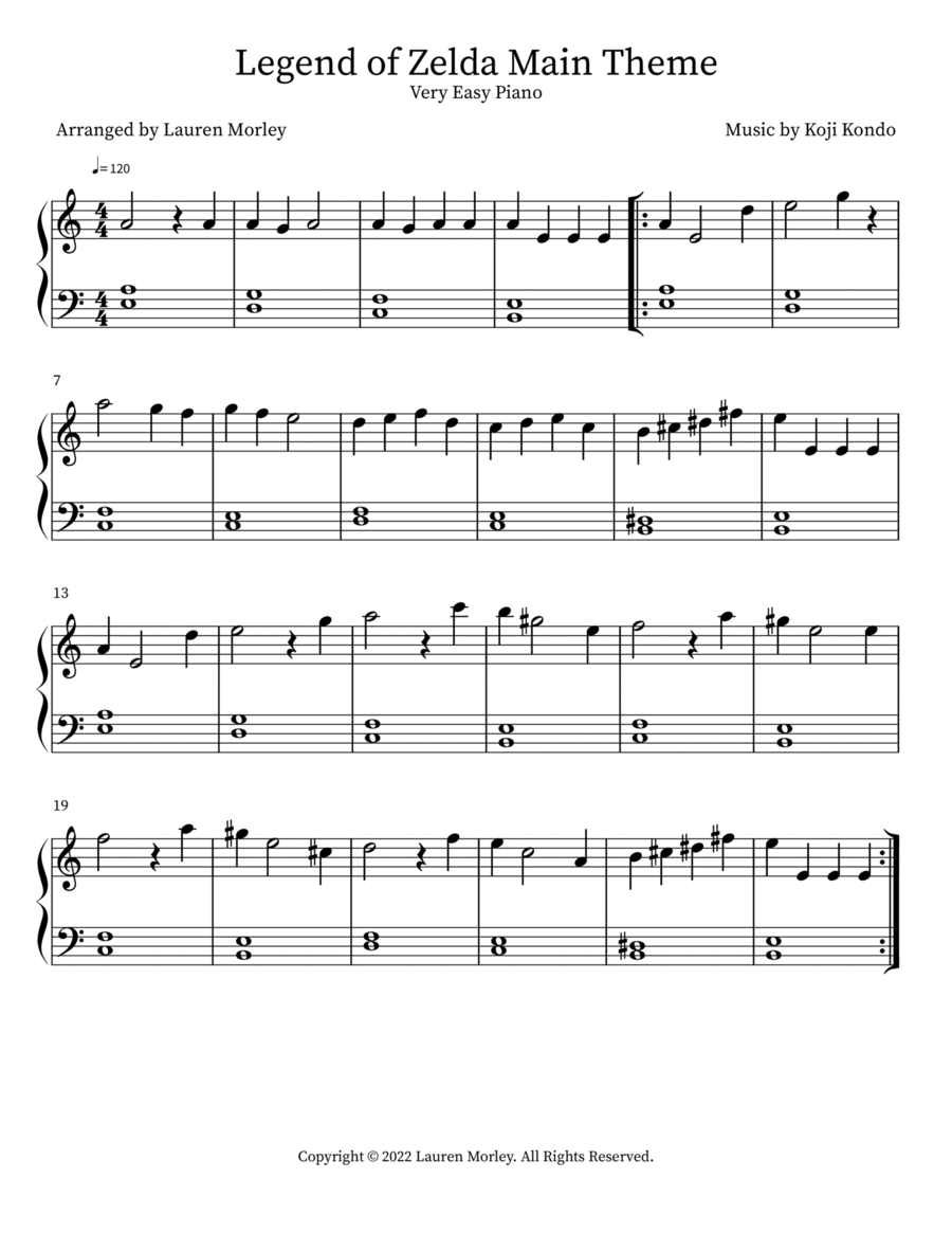 Zelda's lullaby piano sheet music