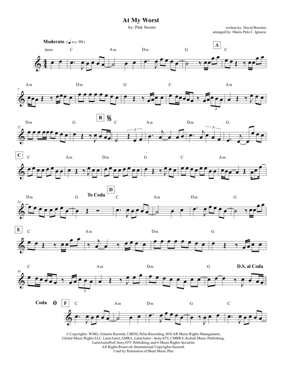 At My Worst Piano Digital Sheet Music Sheet Music Plus At My Worst Piano Digital Sheet Music Sheet Music Plus