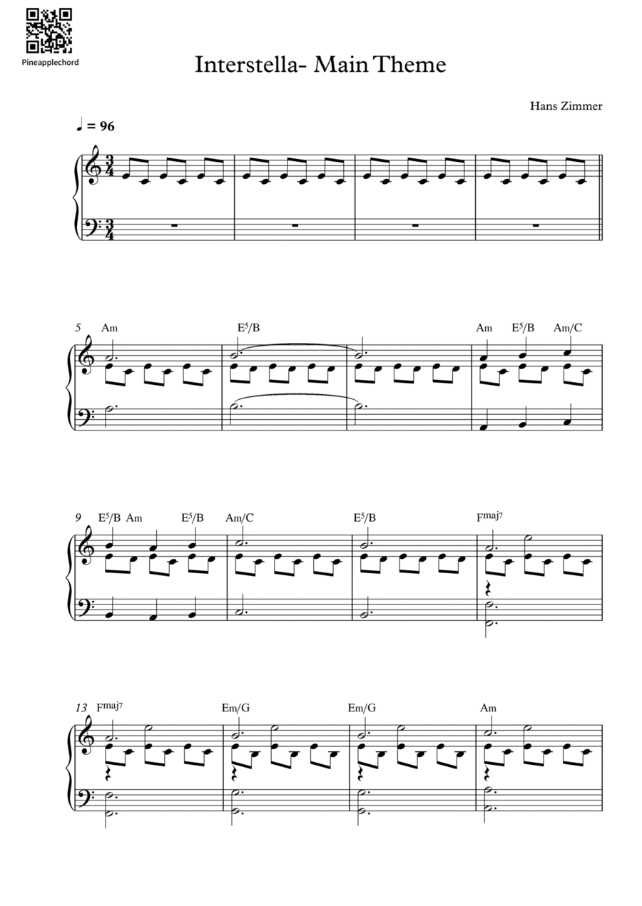 Interstellar Piano Solo Digital Sheet Music Sheet Music Plus