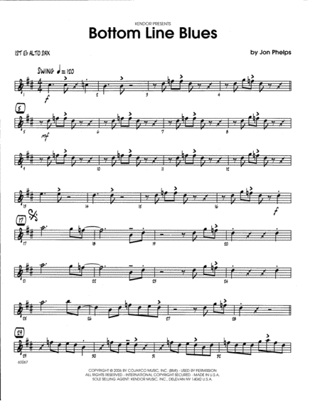 Bottom Line Blues - 1st Eb Alto Saxophone by Jon Phelps - Jazz Ensemble - Digital Sheet Music
