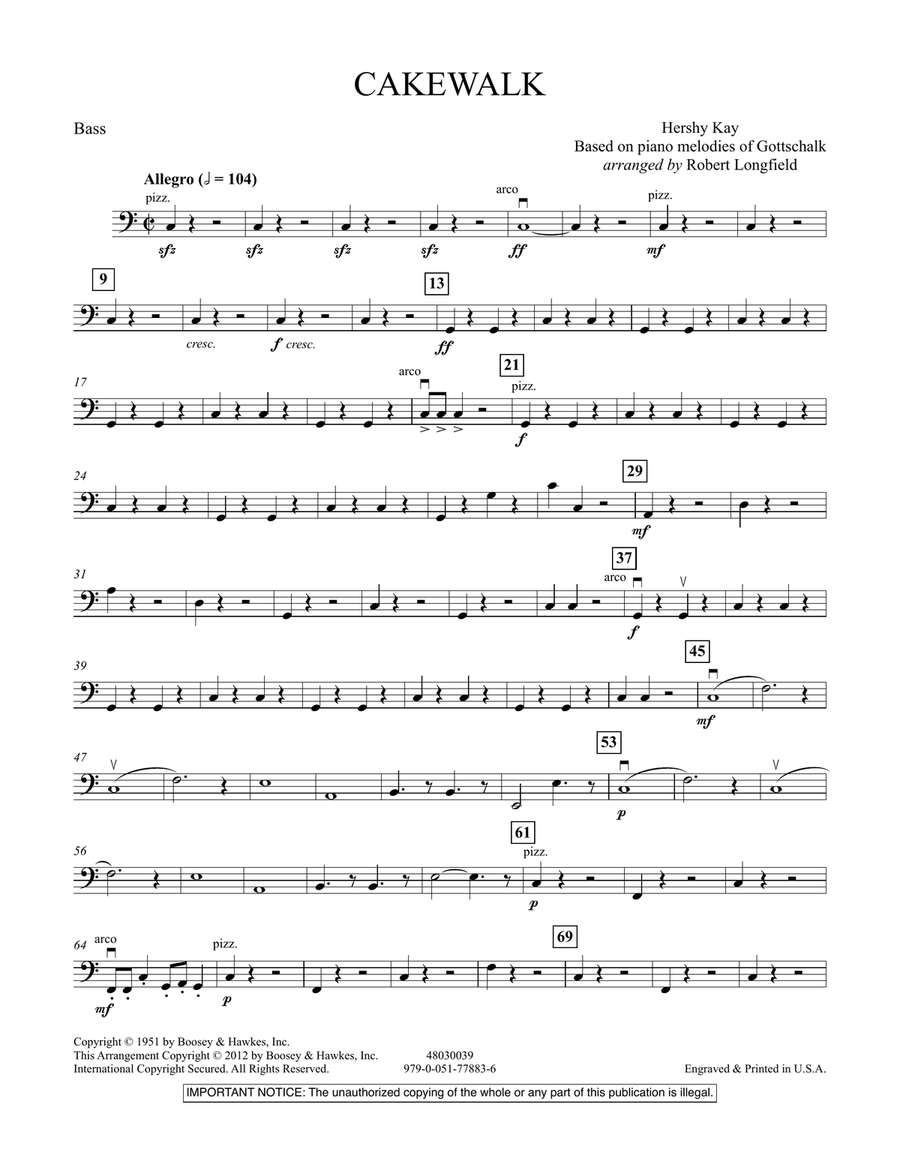 Cakewalk - Bass by Hershy Kay - Orchestra - Digital Sheet Music | Sheet ...