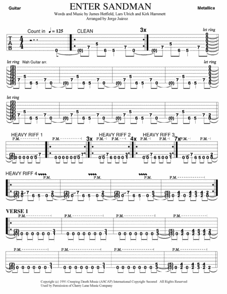 Enter Sandman by Metallica Electric Guitar - Digital Sheet Music | Sheet Music Plus