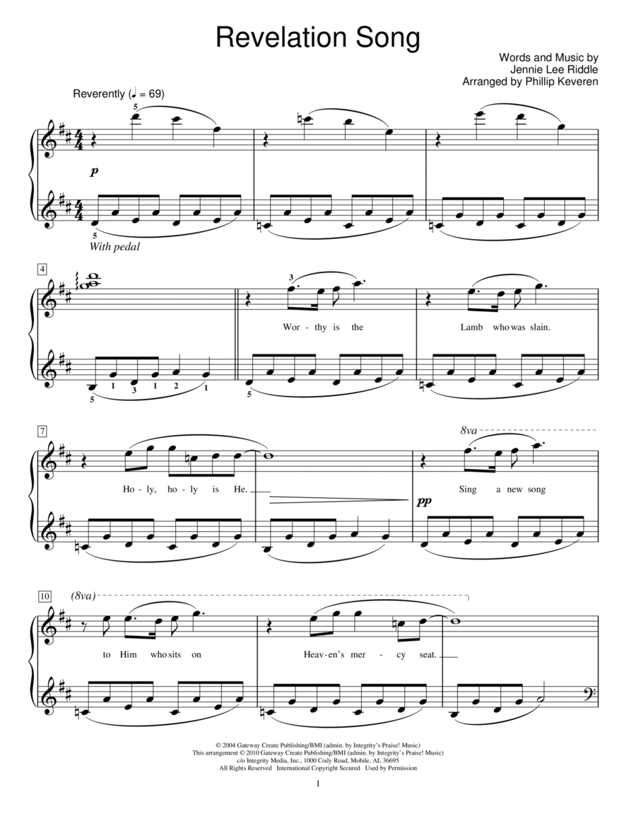 Revelation Song (Intermediate Piano) By Phillips Craig & Dean