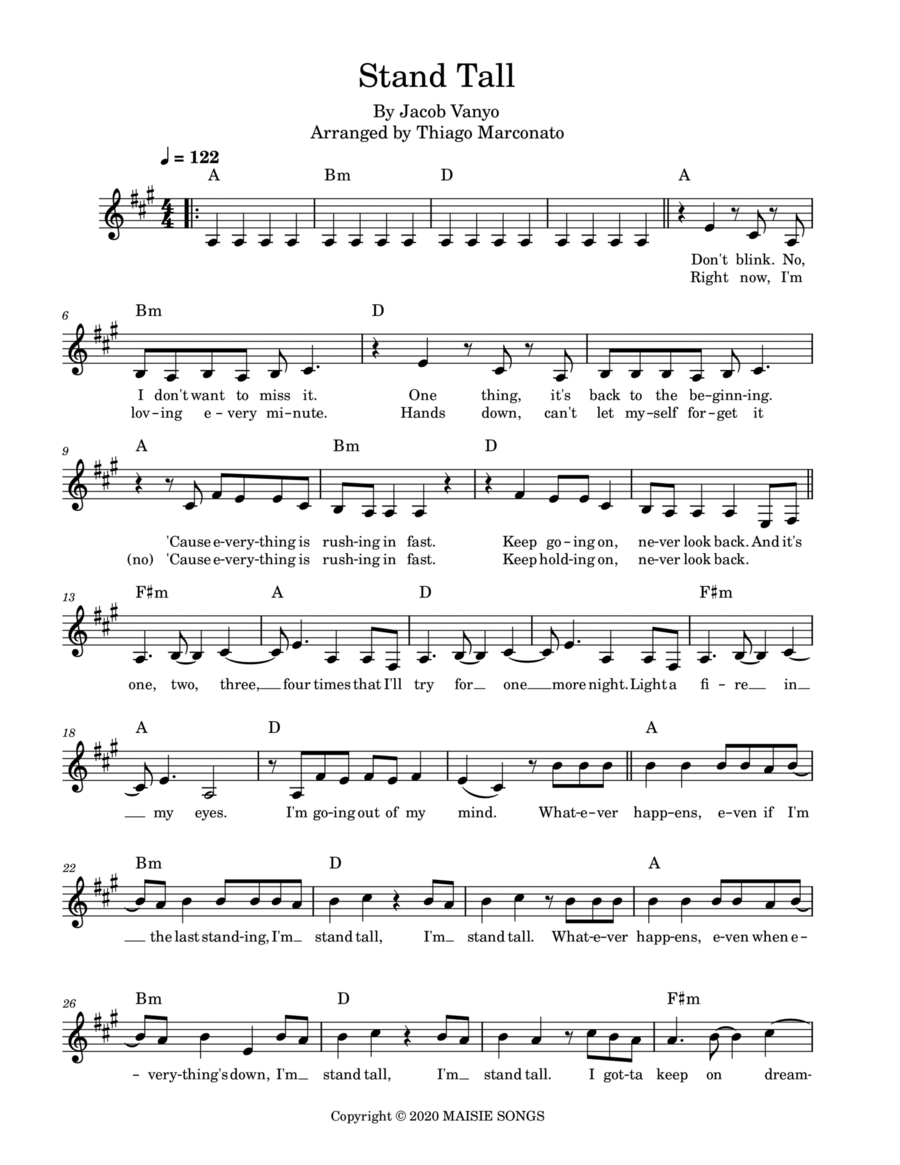 Stand Tall Piano Digital Sheet Music Sheet Music Plus
