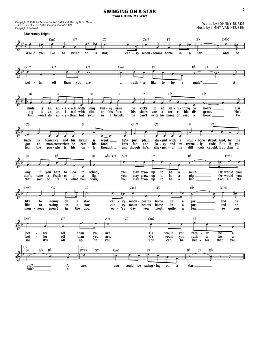 Swinging On A Star Guitar Digital Sheet Music Sheet Music Plus
