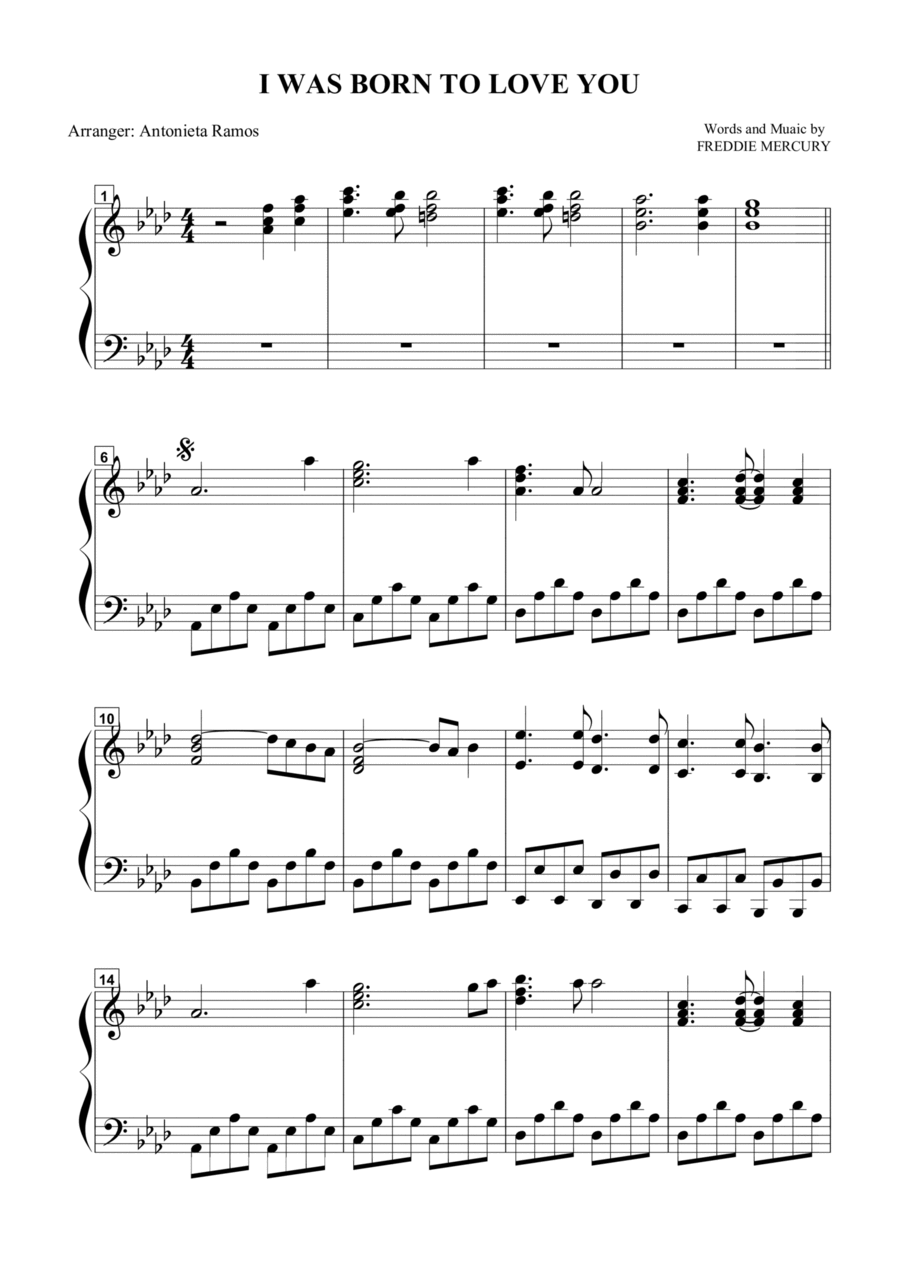 I Was Born To Love You by Queen Piano Solo Digital Sheet Music Sheet Music Plus