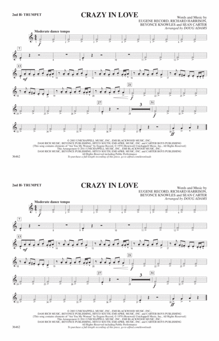 Crazy In Love: 1st B-flat Trumpet: 1st B-flat Trumpet Part - Digital Sheet  Music Download